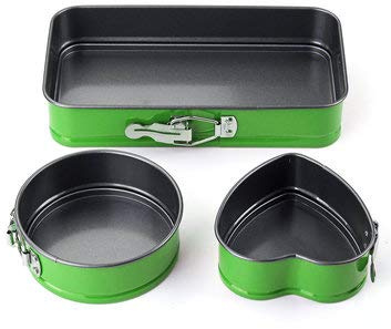 TuToy 3Pcs Mini Non-Stick Cake Bake Mold Pan Kitchen Bakeware Mould Sandwich Tray - Green