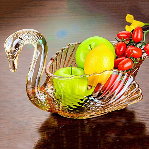 Corbeille à Fruits, Cygne Cristal Le Verre Panier De Fruits CréAtif DéCoration Coupe De Fruit, Porte-Fruits pour Le Plan De Travail