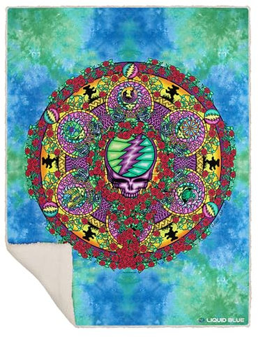 Liquid Blue Grateful Dead Celtic Mandala Überwurfdecke, Fleece, 127 x 152 cm, Mehrfarbig