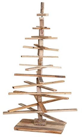 Deko-Weihnachtsbaum HWC-H77, 3D-Christbaum Weihnachtsdekoration, Shabby-Look Tannenholz verstellbar 130x82x82cm - Natur