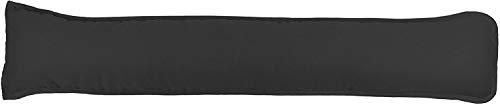 Pavla-Outlet Plain Dyed Fabric Draught Excluder Hollowfibre Filled Draught Stopper Cushion Bottom of Door/Window Draft Guard/Energy Saver Draft Insulator - 90x18cm (Black, Pack of 1)