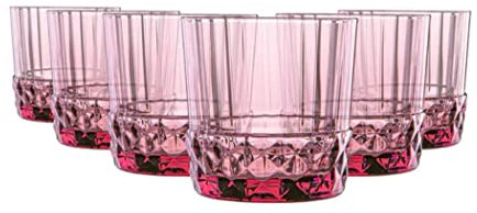 Bormioli America '20S Ametista Confezione da 6 Bicchieri DOF CL 37 H.9,2 Diametro 8,8 122153 Rocco Set Lilla, Vetro, 38cl, 380 milliliters, Liliac Rose