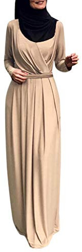 Hunpta @ Muslim Kleider Lang Damen Ohne Hijab Langarm Flowy Elegant Sommerkleid Robe Mode Design Abaya Islamische Gebetskleidung für Frauen Muslimische Kleidung
