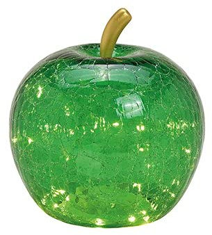 Lampe Apfel Leuchte (M) Glas, Dunkelgrün, Apfel Lampe mit LED Lichterkette, Dekoleuchte, Dekolampe, Tischleuchte, Apfellampe