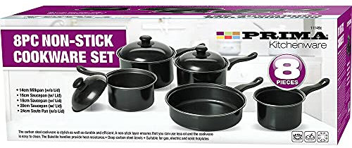 New 8PC Non Stick COOKWARE Set MILKPAN Saucepan Kitchen Cook PAN Glass LIDS