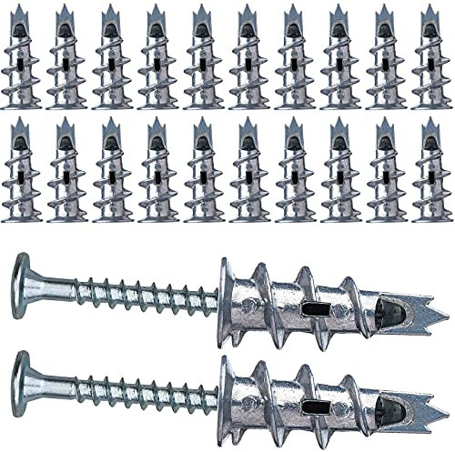 20 Stück Gipskartondübel Metall Mit Schrauben 4.5 x 35mm Gipskartondübel Spiral Plus Selbstbohrender Hohlraumdübel Rigipsdübel Metall Für Einlagige Und Doppelbeplankte Gipskartonplatten