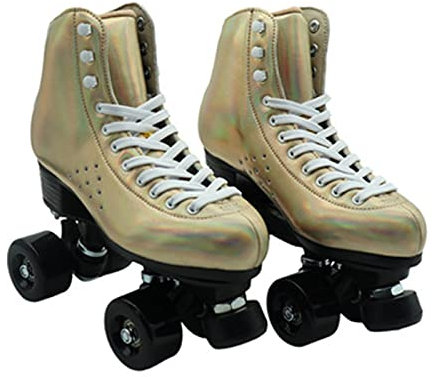Rollschuhe Für Erwachsene, Rollschuhe Für Damen, Rollschuhe Für Herren, Zweireihige Rollschuhe Aus Reflektierendem Leder Pu Vierrädrige Rollschuhe Aus Kunststoff Mit Stahlbasis Gelb Mit Tasche A,42