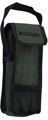 Engelhart - bag for 3 boules game with handle Opening at the top - Opens and closes with zipper and scratch- Size; 23 x 8.5 x 3.5 cm (Green)