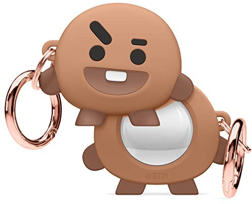 elago BT21 Silikonhülle Kompatibel mit AirTag Case, mit Air Tag Schlüsselanhänger - Fallschutz, Tracking Schlüssel, Rucksäcke, Geldbörsen, Tracking Tag Nicht Inbegriffen [Offizielle Ware] (SHOOKY)