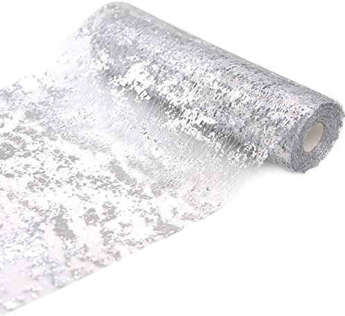 5M x 28CM Tischläufer Silber Tischband Glänzend Silber für Partys Hochzeit Geburtstage Weihnachten Tischdeko