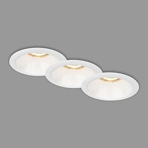 BRILONER Leuchten - 3er Set Einbauleuchten, Einbaulampen, zurückgesetzte Fassung GU10, Einbaustrahler, Weiß, 95x61 mm