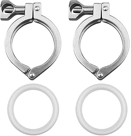 2 x Heavy Duty Tri-Clamp Steel Single Tri-Clamp with Wing Nut for Ferrule TC with 1 x Silicone Seal (2 Inch Tri-Clamp + Silicone Seal)