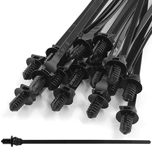 Piutouyar 50 Stück schwarze Nylon-Kabelbinder, 205 mm, Tannenbaum-Montage-Kabelbinder, selbstsichernde Mehrzweck-Drahtband