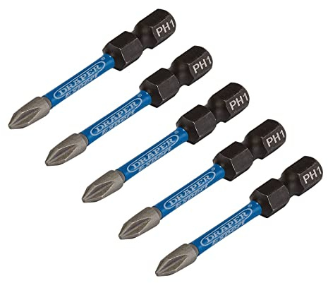 Draper 05498 Cross Slot/PH Type Impact Screwdriver Bits, No.1 x 50mm (Pack of 5)