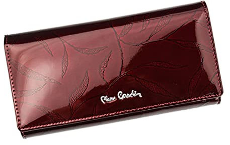 Pierre Cardin Portefeuille élégant pour Femme 100% Cuir laqué Naturel 18,5 x 10 x 3 cm Peut contenir 9 Cartes 2 Compartiments à Billets 1 Poche à Monnaie Couleur Rouge