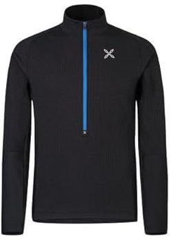 MONTURA THERMIC 3 Felpa Secondo Strato Uomo in Pile Termico Tecnico E Traspirante - Nero/Celeste (XL)