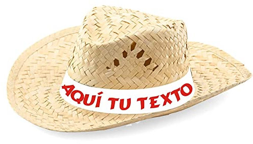 Pack de Sombreros de paja blanca personalizados - Sombrero de paja Blanca con cinta personalizada para fiestas, eventos deportivos y culturales, romerías. (Pack 50 unidades)
