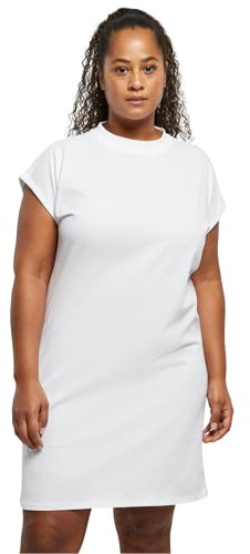 Urban Classics Damen Turtle Extended Shoulder Dress – Baumwoll Kleid mit Stehkragen & überschnittenen Schultern, Regular Fit für Freizeit, Alltag & Streetwear,Weiß,M