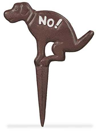 Relaxdays Schild Hunde kacken verboten, Gusseisen, Rostoptik, zum Stecken, Hundeschild kein Hundeklo, HxB 32x24cm, braun