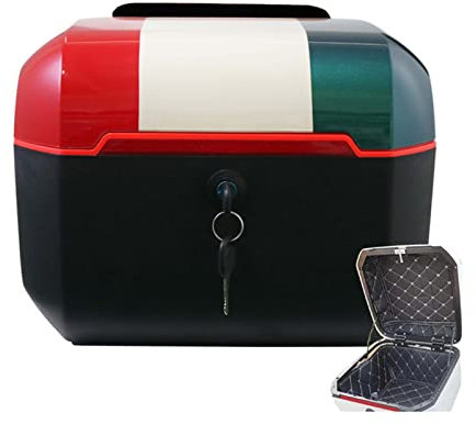 IkErna Motorrad -Top -Box Mit Abnehmbarem Liner Abs Baked Lack Motorrad -Roller -Top -Box, Nacht Reflektierender Speicherbox Wasserdicht Und Staubdicht 13X14X10In/Multicolored