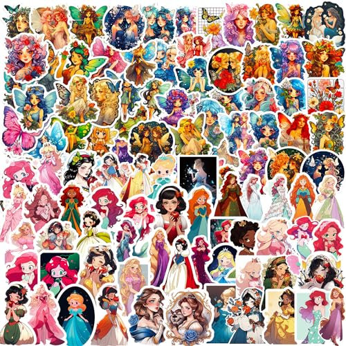 Huaxintoys Prinzessin Aufkleber Set, Schmetterlings Blumenfee Vinyl Aufkleber für DIY Laptop Gepäck Kühlschrank Skateboard Prinzessin Blumenfee Fahrrad Phone Dekor Graffiti Aufkleber
