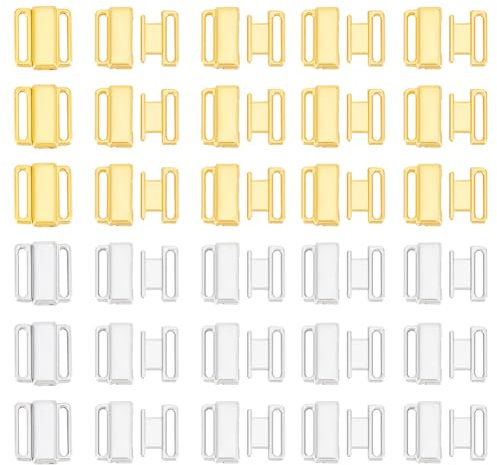 NBEADS 60 pz 2 clip per Bikini In Lega di Zinco, Ganci per Cinturino Del Reggiseno In Metallo Da 1.65 cm, Chiusura di Ricambio per Costume Da Bagno Costume Da Bagno Reggiseno Fai Da Te, Oro/Platino