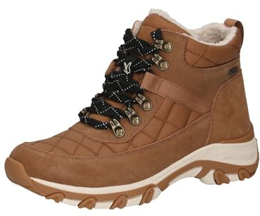 CAPRICE Damen Sneaker hoch mit Fütterung mit Schnürsenkeln Wasserabweisend, Braun (Cognac Comb), 37 EU