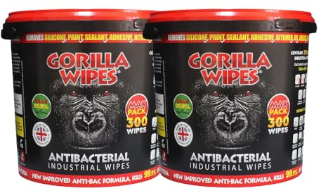 Gorilla Wipes Industrial Original Twin Pack – 2 x 300 Antibacterial Multi-Surface Hand Wipes