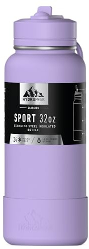 Hydrapeak Insulated Sports Water Bottle 950ml (32oz) with Straw or Spout Lid - Premium Stainless Steel Water Bottles - Leak Proof & Spill Proof - Keeps Drinks