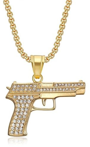 GleaMora Personalized Pistol Pendant Necklace Hip Hop Punk Necklace Christmas Ins Style Titanium Steel Birthday Gift Simple Jewelry
