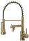 Warmiehomy Professional Kitchen Tap,High Arc Kitchen Taps with Pull Out Sprayer,360° Swivel Double Spouts Spring 1 Hole Sink Taps Mixer for Kitchen,Gold