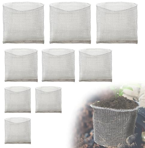 EFUTURETIME 9pcs Wurzelschutzkörbe Edelstahl, Wurzelschutz für Pflanzen, Wühlmausgitter Gegen Wühlmaus, Nagetieren, Gartenpflanzen Netzbeutel aus Metall für Schutz der Wurzeln von Bäumen, Blumen