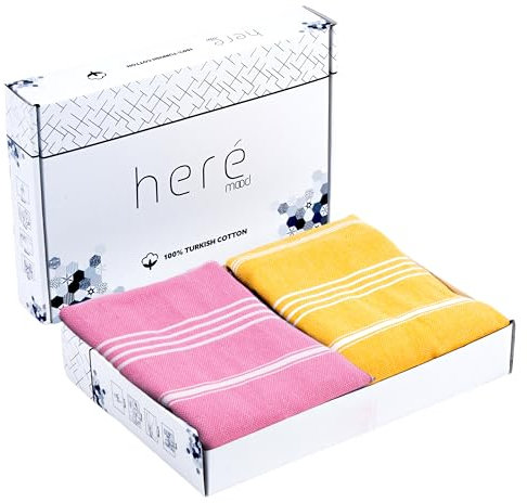 Heré Mood Strandtuch Hamamtuch Saunahandtuch Set - 1er & 2er Pack 100% Baumwolle - Hochwertiges Badetuch und Duschtuch - Picknickdecke, Extra Leicht