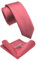 JEMYGINS Schmale Herren Krawatte und Einstecktuch krawattenklammer Set 6cm Korallenrosa