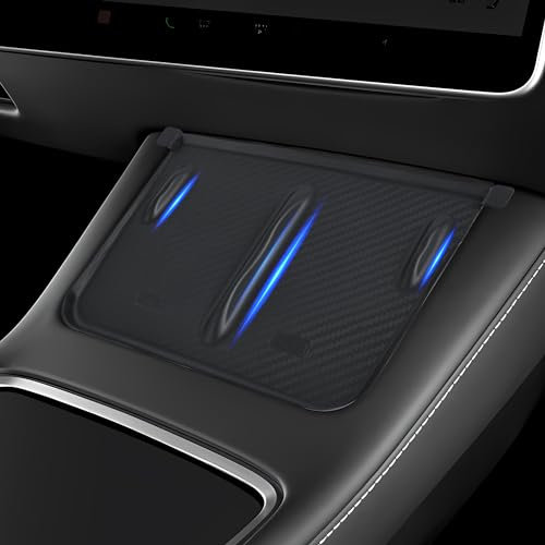 frani Coque de Chargement sans Fil (Texture en Fibre de Carbone Noire) conçue pour Tesla Model 3/Y 2021-2024, Accessoires de Console Centrale Tesla pour modèle 3/Y (Pas pour modèle 3 Highland 2024)