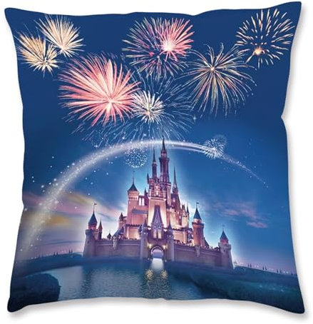 QDUODUO Kissenbezug Kinder Zierkissenbezüge, Anime-Schloss Kissenhülle, Superweich Plüsch Kopfkissenbezug mit Doppelseitigem Muster Verdecktem Reißverschluss für Bett Sofa Couch Stuhl Auto, 45x45cm