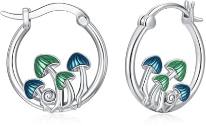 Pilz Ohrringe 925 Sterling Silber Pilz Ohrringe Magische Blaue Pilz Ohrringe Niedlicher Pilzschmuck für Frauen