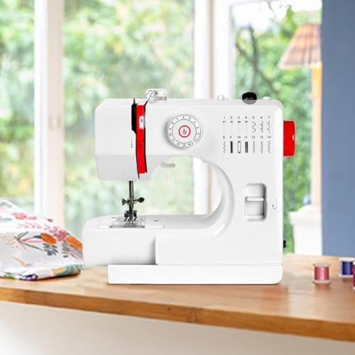 Telituny Elektrische Nähmaschine mit Verlängerungstisch, 725A 14 Stiche Mini Haushalts Nähmaschine, Professionelle Nähmaschine Geeignet für Anfänger (EU Plug)