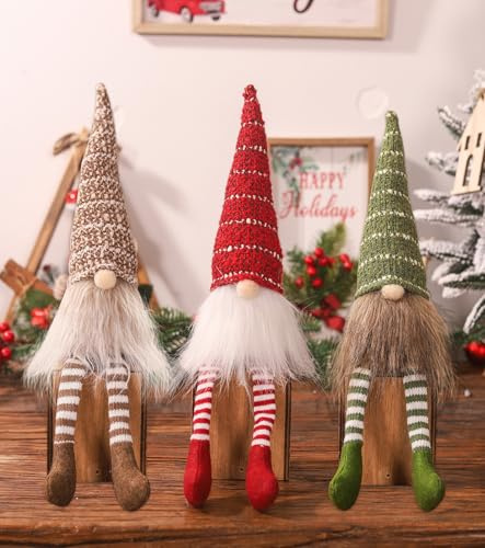 3 Wichtel Figuren Weihnachten Deko, Weihnachtswichtel Weihnachtsdeko Innen, Weihnachtsfiguren Zwerg, Gnom Puppe Plüsch Weihnachtszwerg Dekoration, Christmas Decorations für Weihnachtsbaum Gesichtslose