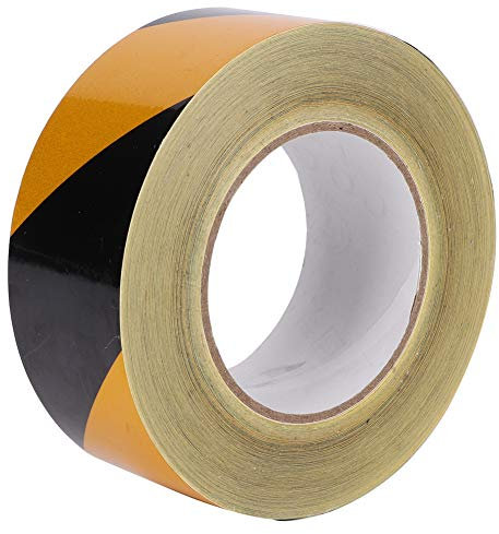 Miskall Safety Stripe Tape, 50mm x 46m Safety Reflective Tape Black Yellow Warning Self Adhesive Tapes Accessories for Danger Construction Police Crime Scene
