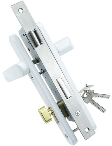Stainless Steel Mortice Sashlock - Silent Euro Lever Door Lock Set With Keys - Home Security Bedroom Handle With Shaped Cylinders (White, B)