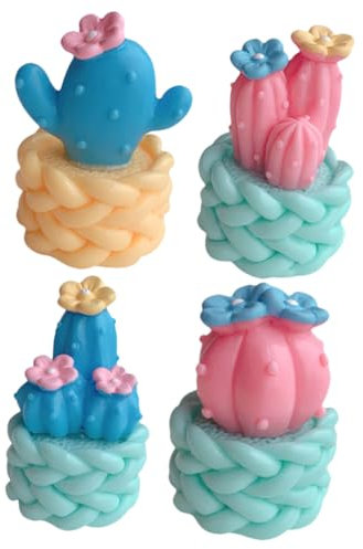DRESSOOS 4stücke Mini Cactus Dekoration Resin Kaktus Figuren Für Tisch Und Büro Kreative Miniatur Pflanzenornamente Verschönerung Von Wohnräumen Und Schreibtischen