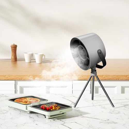 Cappa aspirante portatile, cappa aspirante con filtro intercambiabile, cappa da tavolo con ventola di scarico a 3 velocità, sfiato da cucina per barbecue, cottura, pentola calda (nero)