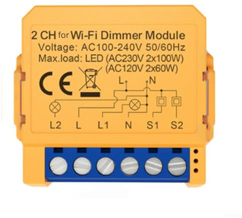 Oniissy WiFi Smart Light Dimmer Switch Module,Wireless Switch Relay Module Compatible With For Tuya,1/2 Way WiFi Smart Dimmer Light Switch(2 gang)