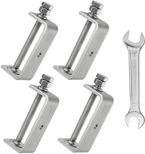 4 Pcs 304 Heavy Duty Stainless Steel C Clamps Tiger Clamp Woodworking Clamp,Features Stable Wide Jaws and Protective Pads (100MM)