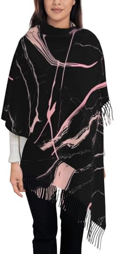 Oudrspo Sciarpa da donna in marmo rosa nero, sciarpa lunga alla moda, sciarpa invernale calda e grande, regalo per donna
