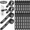 saerryor 20 Pack Cable Tidy, Silicone Cable Management, Black Reusable Cable Ties with Lock Buckle, Elastic Adjustable Cord Organiser, Cable Ties Reusable for Earphone Charger Computer Home Office