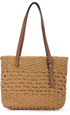 SUKUTU Donne Carta Corda di paglia intrecciata Borsa di paglia intrecciata Vacanze estive Tote Bag Spiaggia intrecciata Borsa di paglia a Tracolla