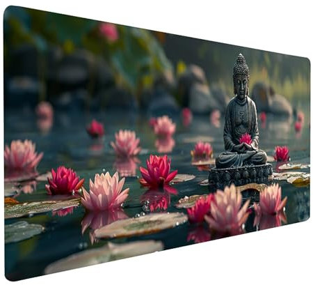 Green Mouse Mat 24 x 12 in, Zen Gaming Mouse Pad, Desk Mat with Waterproof Non-Slip Rubber Base, Mousepad for Stable Grip on Smooth Surfaces, Desk Accessories and Office Accessories, Gifts K-9241