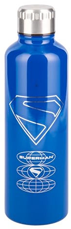 Paladone Superman Blue Metal Water Bottle, Officially Licensed DC Comics Superhero 500ml Stainless Steel Insulated Reusable Flask for School, Sports, Work